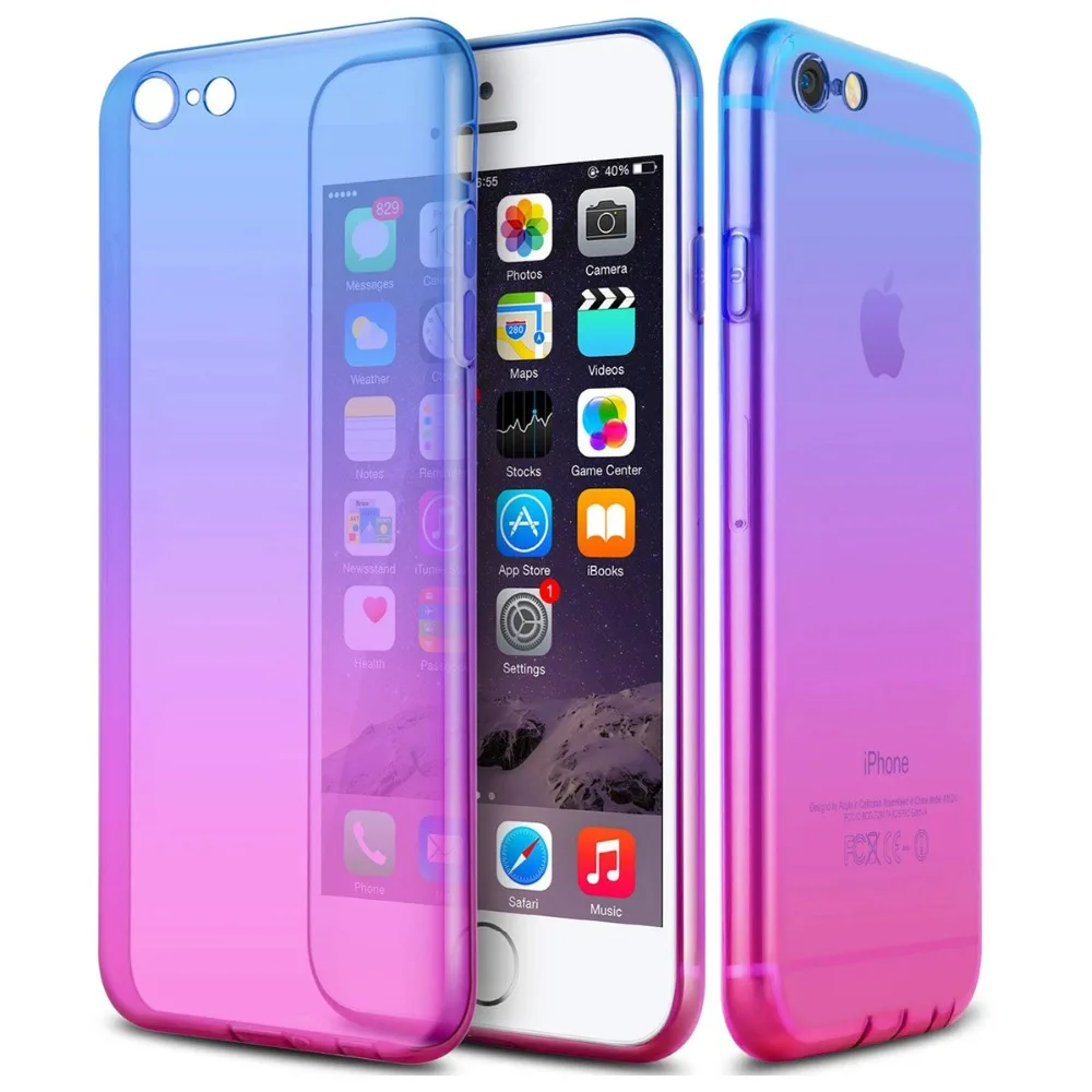 Цветной прозрачный чехол для iPhone 11 Pro X 8 7 6 XS Max XR тонкий корпус полупрозрачный