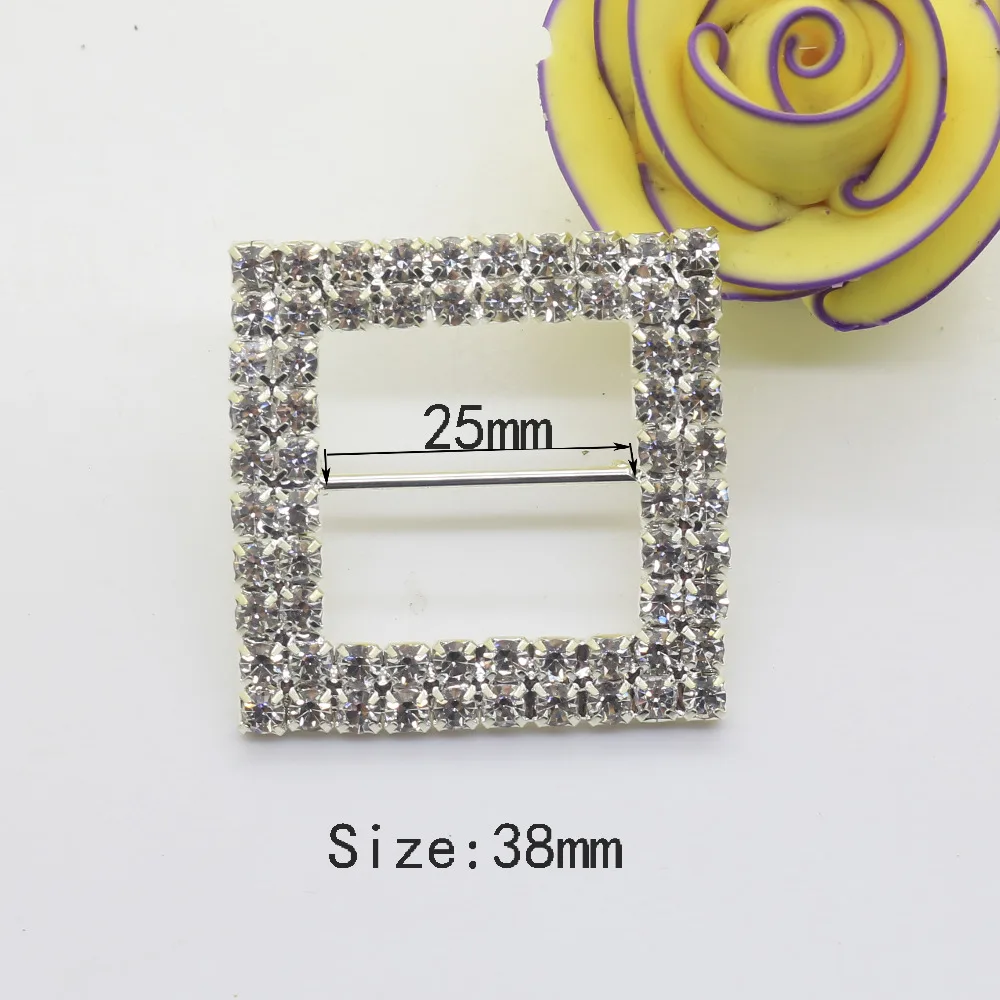 

10 шт. 38 мм стразы пряжка металлические кнопки Алмазный кристалл ползунок два ряда Стразы квадратные Свадебные Фотообои