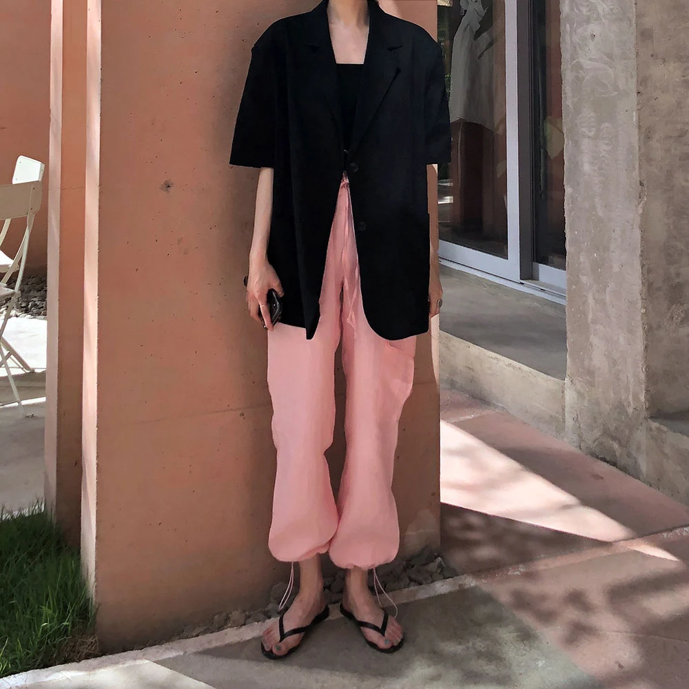 Korean Two Piece Set Outfits for Women Short Sleeve Loose Linen Coat and Casual Long Pantalones De Mujer Women's Suit
Korean Two Piece Set Outfits for Women Short Sleeve Loose Linen Coat and Casual Long Pantalones De Mujer Women's Suit
