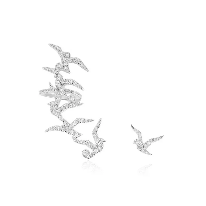 SLJELY Luxury Brand 925 Sterling Silver Swallows Asymmetrical Ear Cuff with Stud Earrings Hirondelles AB Clip Earrings for Women
SLJELY Luxury Brand 925 Sterling Silver Swallows Asymmetrical Ear Cuff with Stud Earrings Hirondelles AB Clip Earrings for Women