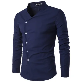 2018 autumn New Arrival British style Casual Long sleeve Solid Male Business Tilted button decoration Slim Fit Shirt
2018 autumn New Arrival British style Casual Long sleeve Solid Male Business Tilted button decoration Slim Fit Shirt