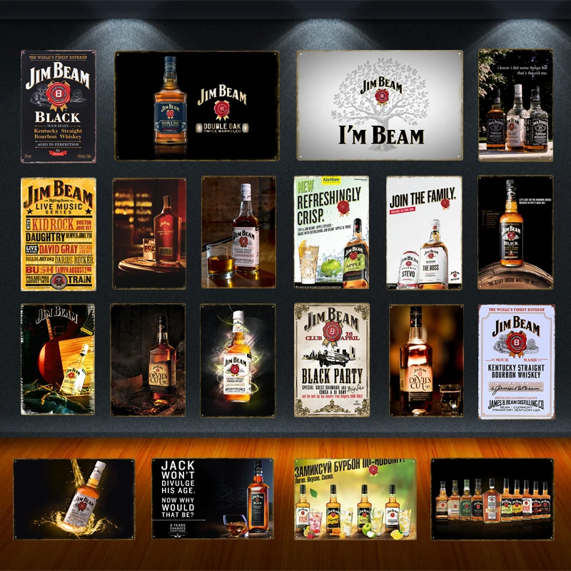 Retro Wine Beer Brand Jim Beam Whiskey Tin Signs Black Party Metal Poster Wall Art Sticker Pub Bar Club Home Decor YQZ094
Retro Wine Beer Brand Jim Beam Whiskey Tin Signs Black Party Metal Poster Wall Art Sticker Pub Bar Club Home Decor YQZ094