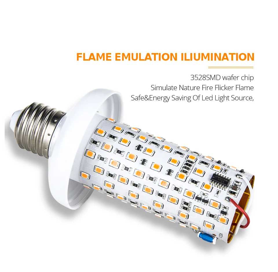 99 LEDs E27 Flame Lamps 9W 85-265V 4 Modes Ampoule LED Flame Effect Light Bulb Flickering Emulation Fire Light YellowBlue Flame (3)