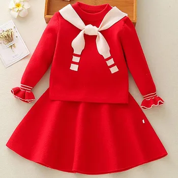 Autumn and winter new girls suit children's sweater navy collar sailor shirt +A word skirt children's clothing two-piece suit
Autumn and winter new girls suit children's sweater navy collar sailor shirt +A word skirt children's clothing two-piece suit