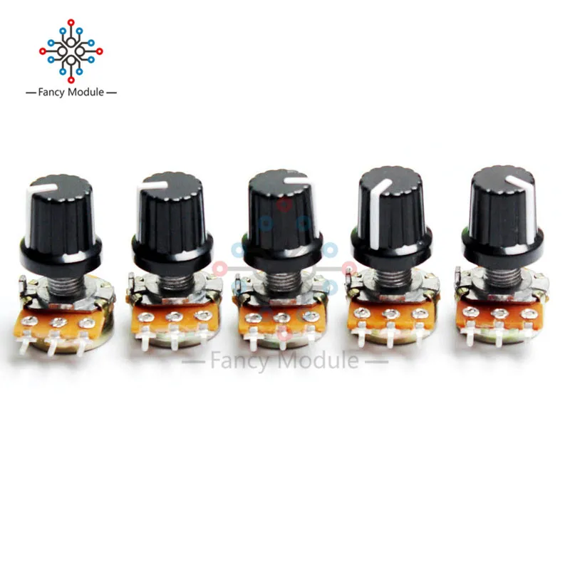 5PCS/Lot Potentiometer Resistor 1K 5K 10K 20K 50K 100K 500K 1MOhm 3 Pin Linear Taper Rotary Potentiometer for Arduino with Cap
5PCS/Lot Potentiometer Resistor 1K 5K 10K 20K 50K 100K 500K 1MOhm 3 Pin Linear Taper Rotary Potentiometer for Arduino with Cap
