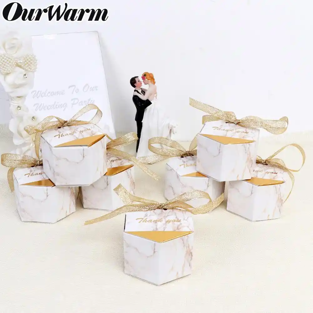 20pcs paper geometric gift box decorative marble wedding favors