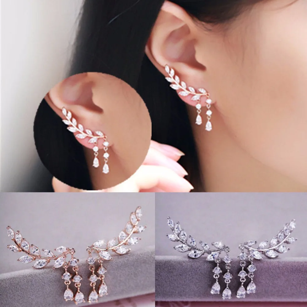 2018 New Fashion Crystal Leaves Earrings for women Beautiful tree leave Earrings or like Feather Earrings Ear clip
2018 New Fashion Crystal Leaves Earrings for women Beautiful tree leave Earrings or like Feather Earrings Ear clip