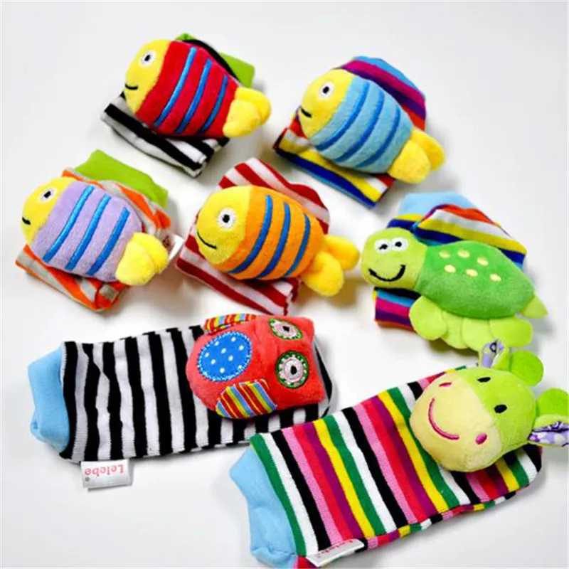 Cartoon Animal Socks Wrist Strap With Rattle Baby Kids Rattles Toys Foot Bug Straps | Игрушки и хобби