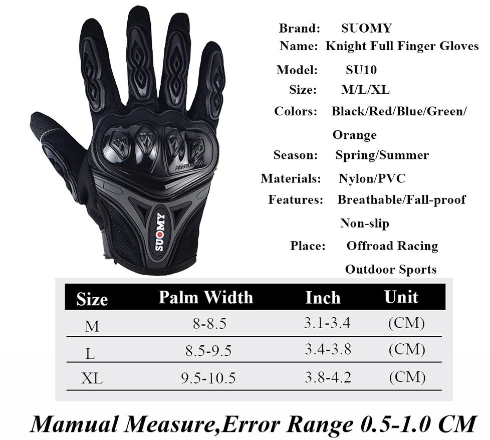 Bike Riding Gloves Size Chart