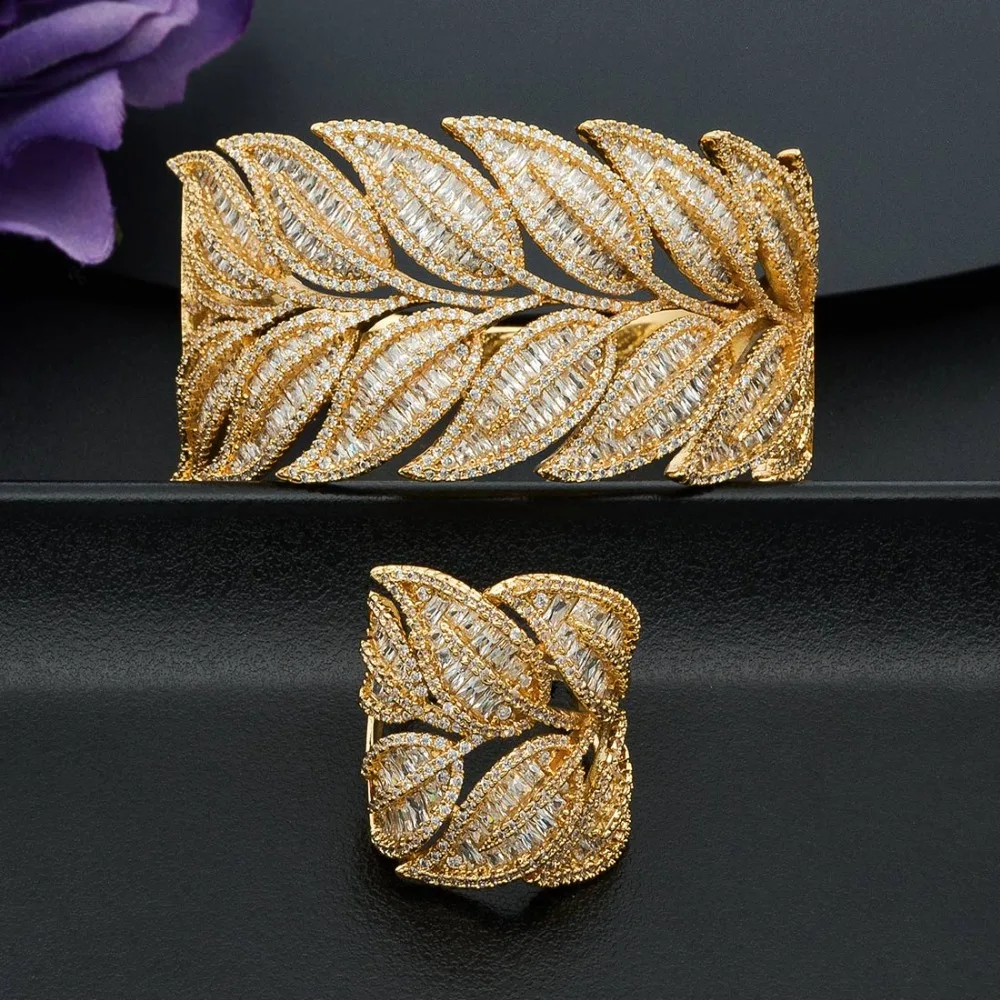 ModemAngel Super Luxury Leaf Super Shiny AAA Cubic Zirconia Women Bracelet Bangle Ring Set Dress Jewelry Sets
ModemAngel Super Luxury Leaf Super Shiny AAA Cubic Zirconia Women Bracelet Bangle Ring Set Dress Jewelry Sets
