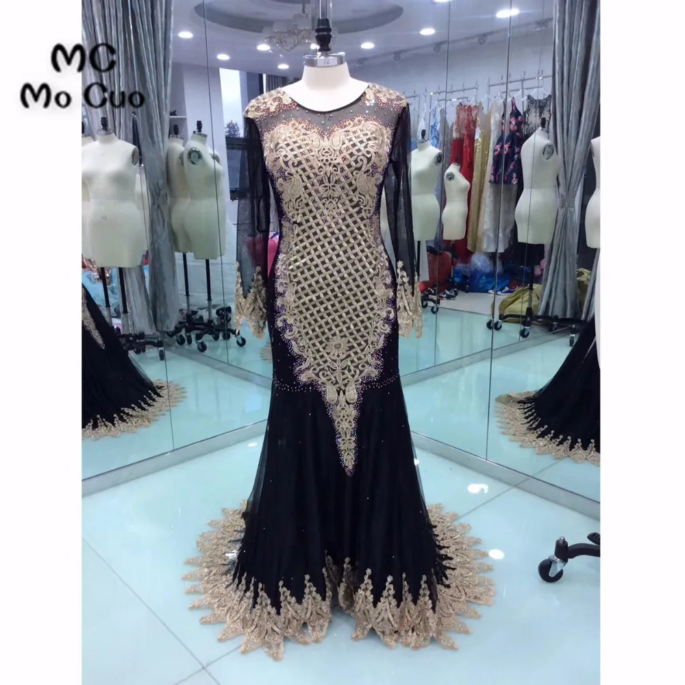 2018 Black Prom Dresses for teens Long Sleeves Gold Appliques Vestidos de fiesta Beaded by Hand Mermaid Formal Evening Dress
2018 Black Prom Dresses for teens Long Sleeves Gold Appliques Vestidos de fiesta Beaded by Hand Mermaid Formal Evening Dress