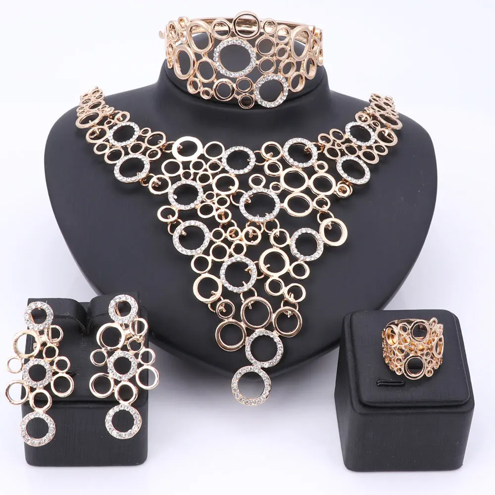 African Beads Jewelry Sets Women Wedding Dubai Gold Color Crystal Necklace Fashion Bridal Ring Bracelet Earrings Accessories
African Beads Jewelry Sets Women Wedding Dubai Gold Color Crystal Necklace Fashion Bridal Ring Bracelet Earrings Accessories