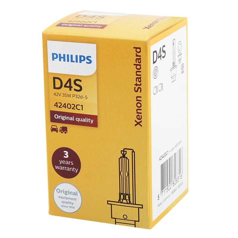1X Philips HID D4S 35W Xenon Standard 4200K Auto Original Headlight Car Genuine Bulbs OEM Replacement Upgrade D4 ECE 42402C1
1X Philips HID D4S 35W Xenon Standard 4200K Auto Original Headlight Car Genuine Bulbs OEM Replacement Upgrade D4 ECE 42402C1