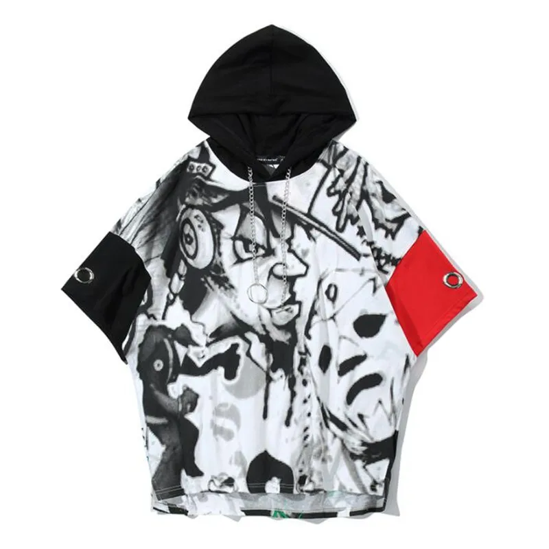 2019 Spring and Summer Men's T-shirt Short Men sleeved Graffiti Portrait Printing Loose Street Hooded Hip-hop T-shirt couples
2019 Spring and Summer Men's T-shirt Short Men sleeved Graffiti Portrait Printing Loose Street Hooded Hip-hop T-shirt couples
