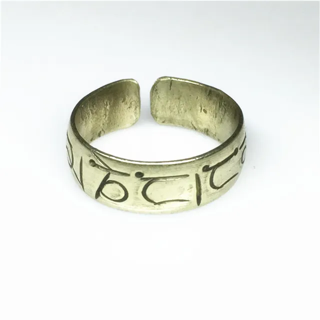 Anneau d'amulette de mantras tibétains pour hommes, OM MANI PADcloser HUM, anneaux ouverts en cuivre, R048 1