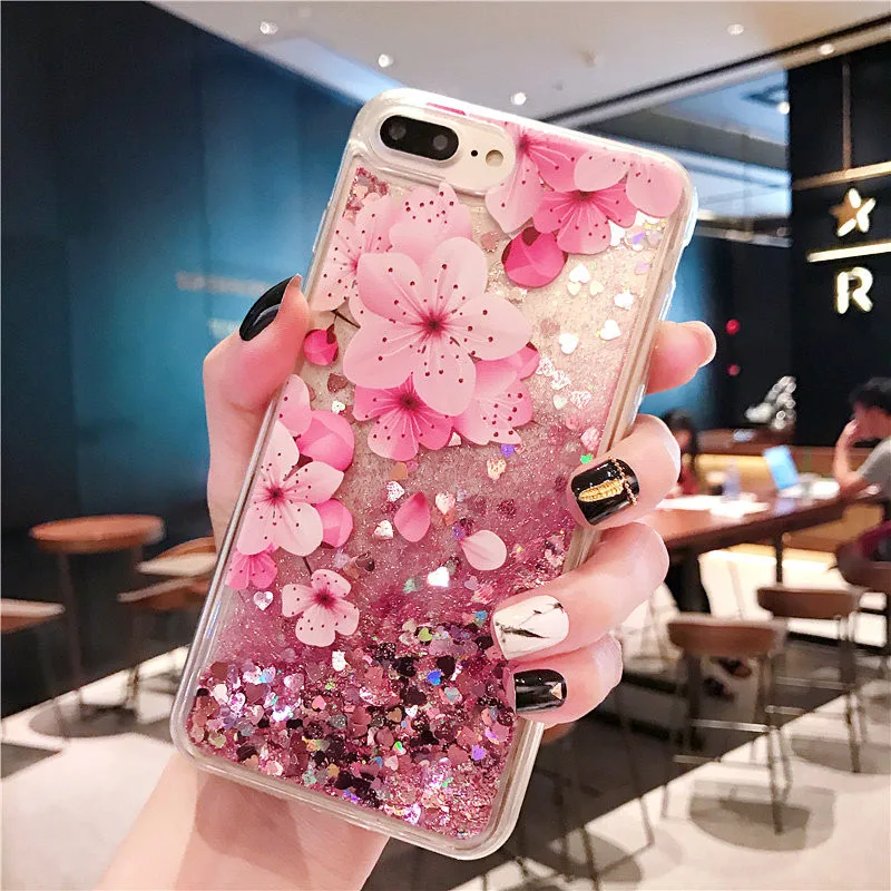 

FQYANG Peach Blossom Perfume Patterned Dynamic Liquid Quicksand Transparent Phone Case For MEIZU PRO 6 MX6 MEILAN NOTE 6 5 S6 5C