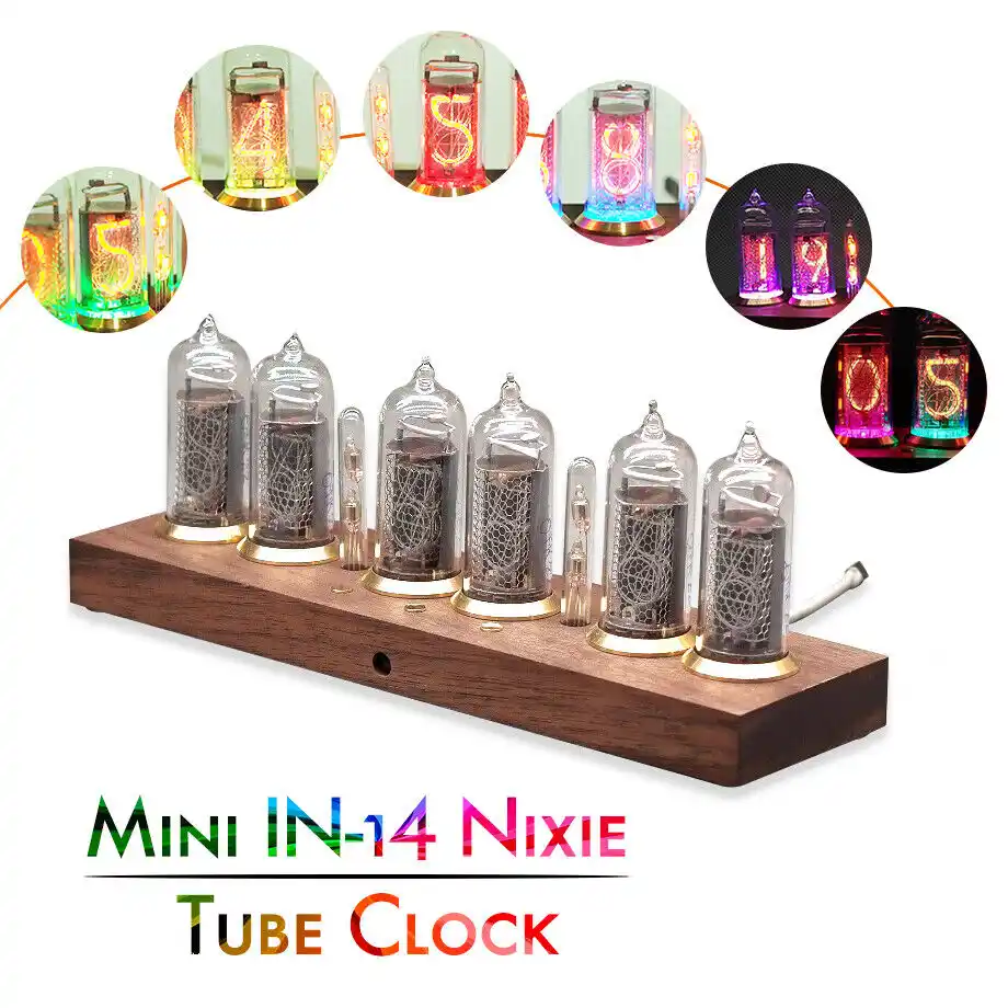 Nobsound Vintage 6 In 14 Wooden Glow Nixie Vacuum Tube Clock Mini