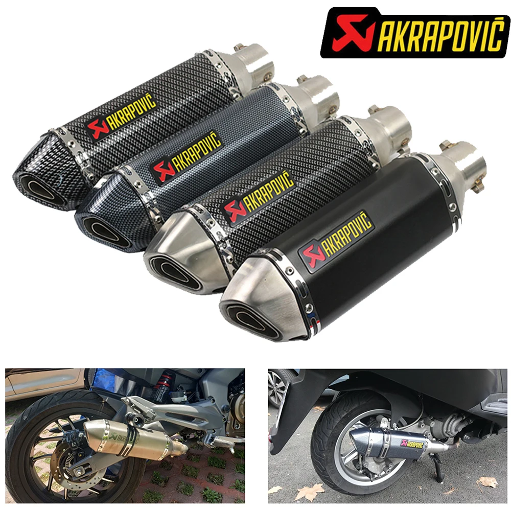 

51mm akrapovic motorcycle exhaust with db killer muffler for vespa gts cafe racer yamaha tw suzuki sv 600 bandit &T049