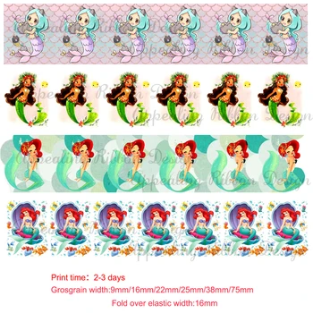 Custom cartoon mermaid princess 9mm 16mm 22mm 25mm 38mm 75mm printed grosgrain ribbon 16mm foe elastic ribbons 50 yards
Custom cartoon mermaid princess 9mm 16mm 22mm 25mm 38mm 75mm printed grosgrain ribbon 16mm foe elastic ribbons 50 yards