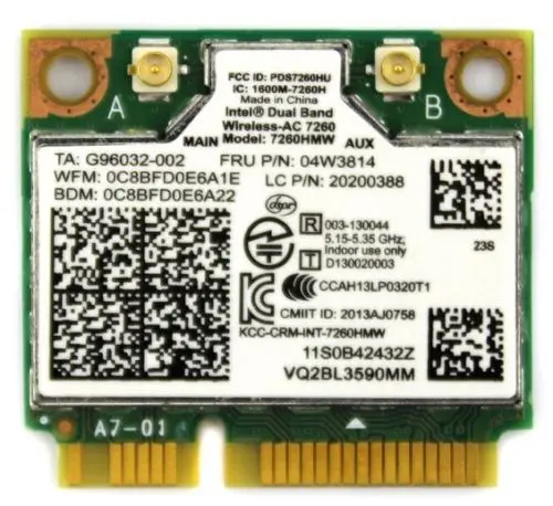 Card for 04W3814 04x6010 04x6090 Intel 7260 7260HMW 867Mbps AC Dual Band Wifi+Bluetooth 4.0 Half Mini PCI-E For Lenovo Thinkpad |