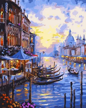 

Frameless diy paintings by numbers paint by number for home decor oil picture painting 5065cm venice town