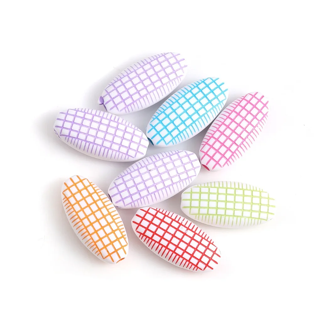 

DoreenBeads Acrylic Beads Oval At Random Colorful Jewelry DIY Findings About 24mm(1") x 11mm( 3/8"), Hole: Approx 2.2mm, 100 PCs