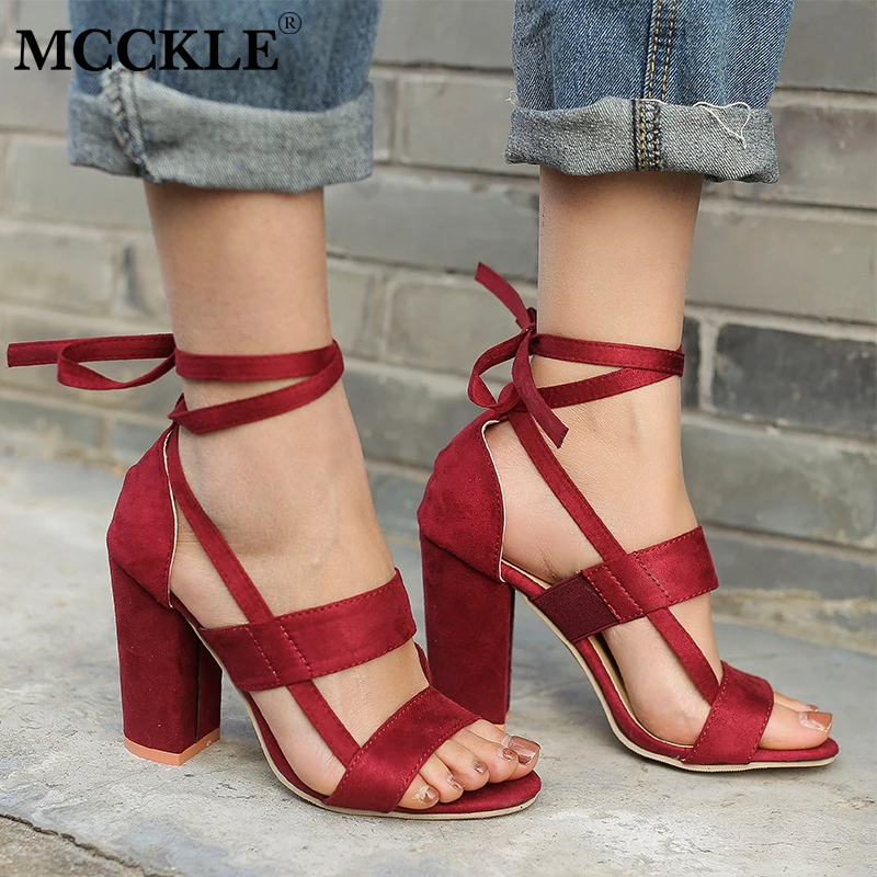 MCCKLE Women Sandals Ankle Strap High Heels Ladies Summer Shoes Elastic Band Ankle Cross Strap Female Square Heels For Woman
MCCKLE Women Sandals Ankle Strap High Heels Ladies Summer Shoes Elastic Band Ankle Cross Strap Female Square Heels For Woman