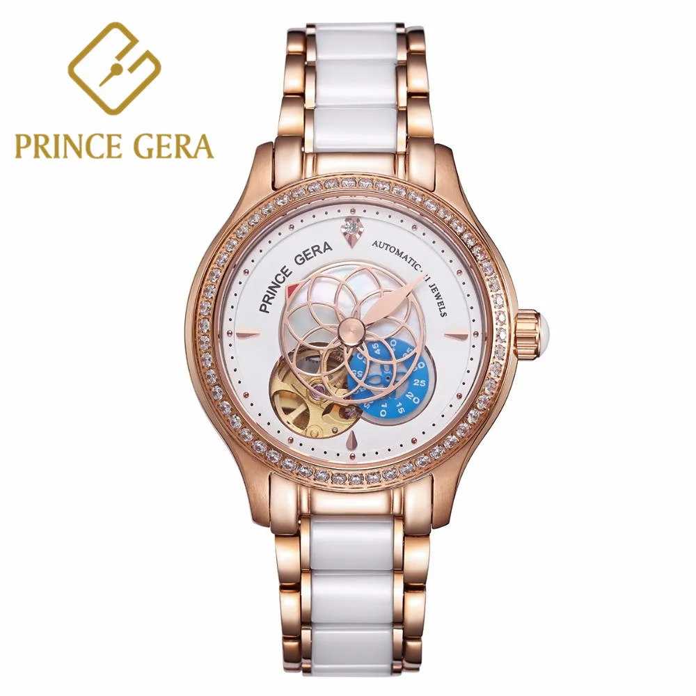 PRINCE GERA Women Luxury Rose Gold Two-tone Ceramic Wrist Watch for Ladies Waterproof Mechanical Automatic Diamonds Dress Watch
PRINCE GERA Women Luxury Rose Gold Two-tone Ceramic Wrist Watch for Ladies Waterproof Mechanical Automatic Diamonds Dress Watch