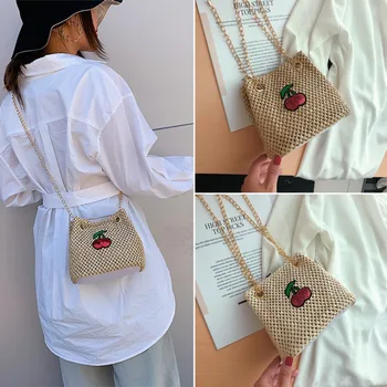 Women Shoulder Bag Straw Cherry Embroidery Mini Rattan Woven Messenger Handbag Beach Travel Purse
Women Shoulder Bag Straw Cherry Embroidery Mini Rattan Woven Messenger Handbag Beach Travel Purse
