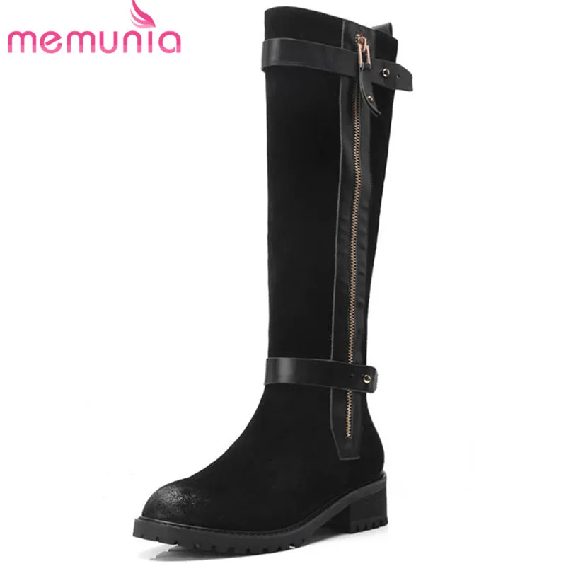 MEMUNIA 2018 hot knee high boots women cow suede leather autumn winter shoes ladies zipper with buckle med heels boots female
MEMUNIA 2018 hot knee high boots women cow suede leather autumn winter shoes ladies zipper with buckle med heels boots female