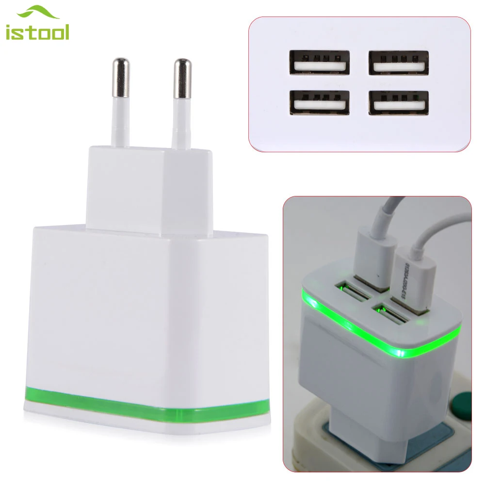 Universal EU Plug USB Power Home Wall Charger Adapter Travel Power Charging Adapter 4 Ports Power Adapter with LED Light Border
Universal EU Plug USB Power Home Wall Charger Adapter Travel Power Charging Adapter 4 Ports Power Adapter with LED Light Border