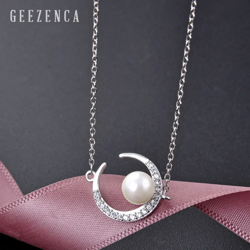 925 Sterling Silver Freshwater Pearl Moon Zircon Chokers Necklaces Fine Jewelry Korean Trendy Necklace for Women Party
925 Sterling Silver Freshwater Pearl Moon Zircon Chokers Necklaces Fine Jewelry Korean Trendy Necklace for Women Party