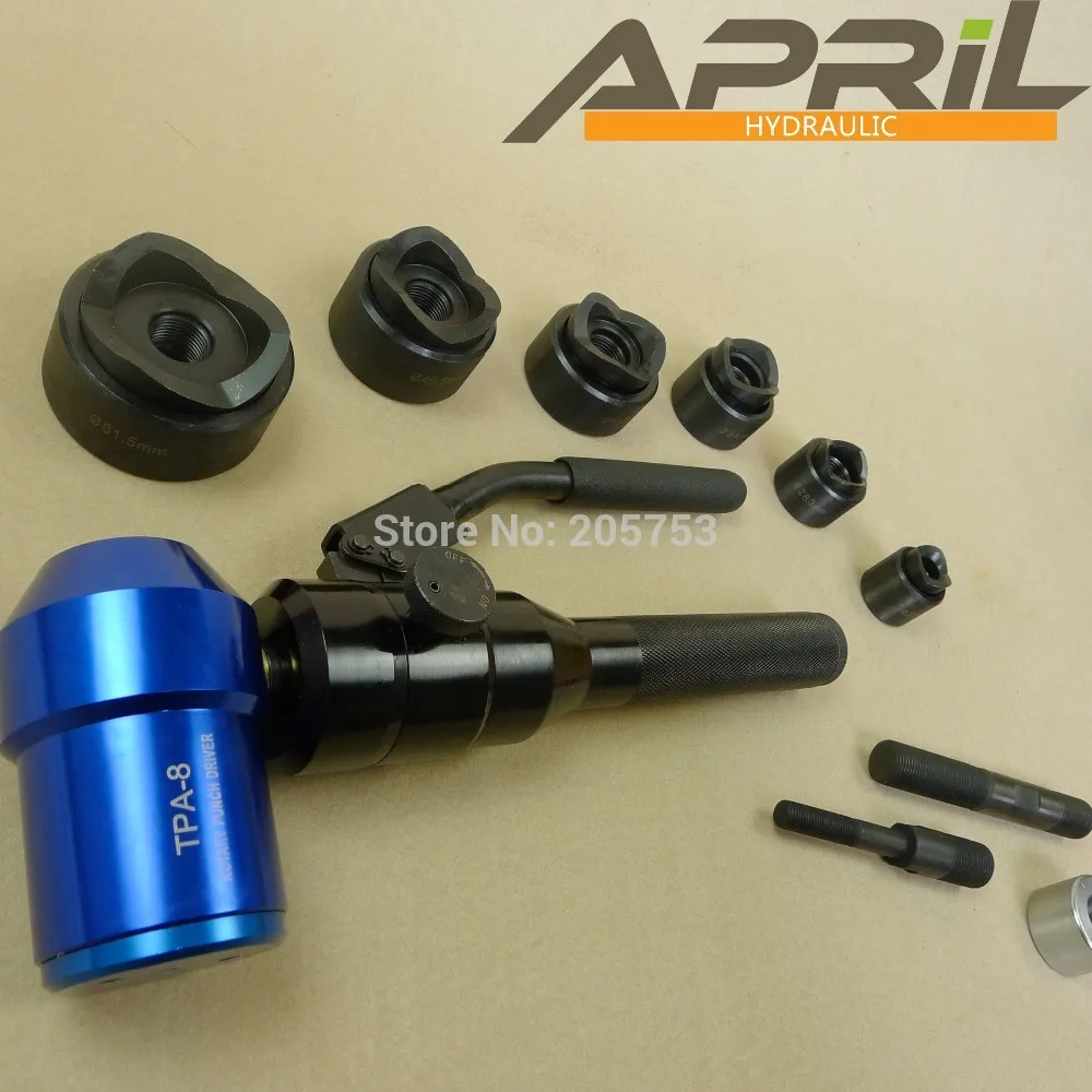Hydraulic Hole Digger Tool Hydraulic Hole Making Tool TPA-8 can punch 22.5-61.5mm in the 3.5mm mild steel
Hydraulic Hole Digger Tool Hydraulic Hole Making Tool TPA-8 can punch 22.5-61.5mm in the 3.5mm mild steel