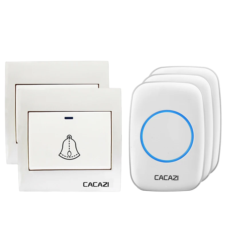 

CACAZI Smart Wireless Waterproof Doorbell Home Calling Bell 300M Remote Transmitter EU Plug LED Battery Button 36 Chime 4 Volume