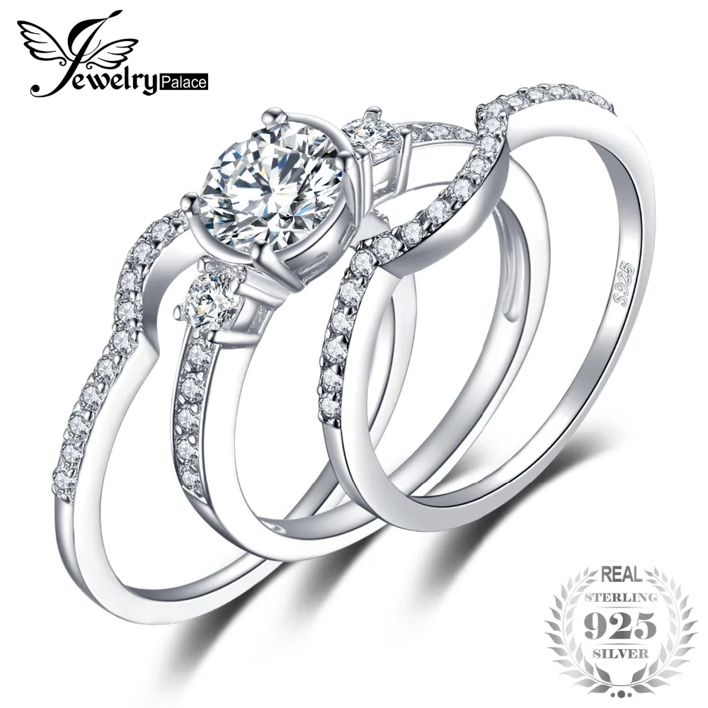 51 Stones 3 Pieces Of Band Ring Genuine 925 Sterling Silver Ring Sets Prongs Round Cut Cubic Zirconia Setting Engagement Wedding 
51 Stones 3 Pieces Of Band Ring Genuine 925 Sterling Silver Ring Sets Prongs Round Cut Cubic Zirconia Setting Engagement Wedding