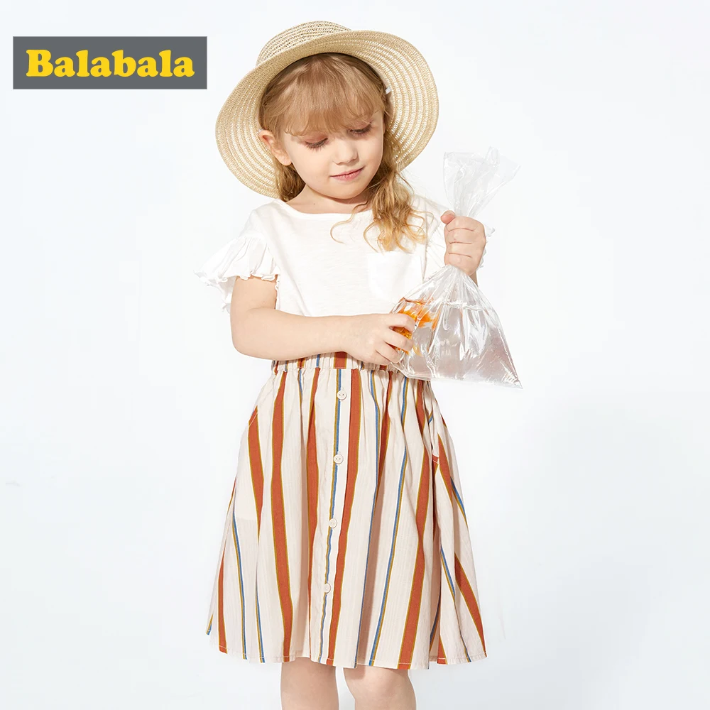 Комплект из 2 предметов для девочек Balabala белая футболка без рукавов + юбка летний