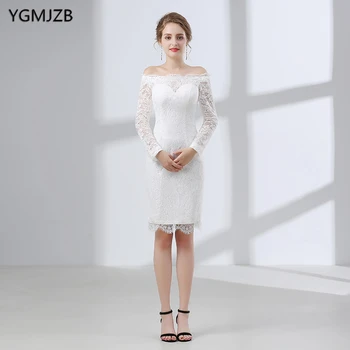 White Short Lace Wedding Dress 2018 Sheath Boat Neck Long Sleeve Knee Length Plus Size Wedding Gown Bridal Gown Vestido De Noiva
White Short Lace Wedding Dress 2018 Sheath Boat Neck Long Sleeve Knee Length Plus Size Wedding Gown Bridal Gown Vestido De Noiva