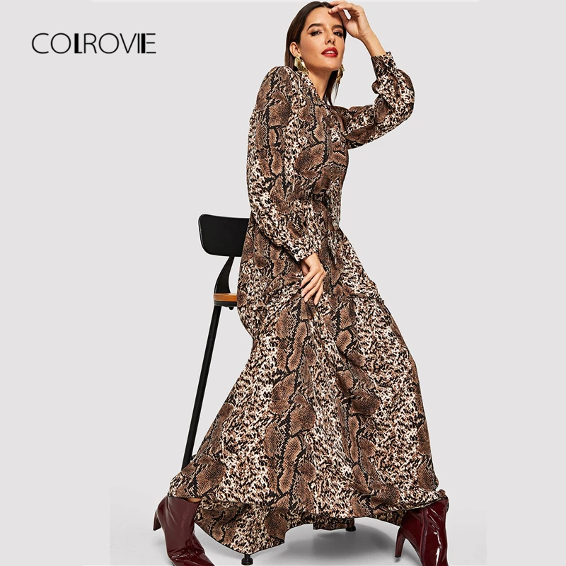 COLROVIE Snake Skin Leopard Print Vintage Maxi Dress Women Clothes Autumn Long Sleeve Sexy Party Office Ladies Dresses
COLROVIE Snake Skin Leopard Print Vintage Maxi Dress Women Clothes Autumn Long Sleeve Sexy Party Office Ladies Dresses