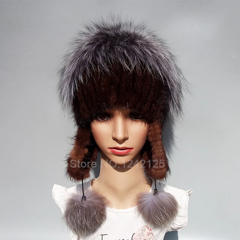 New warm Russia Winter Women girl children real mink fur hat earmuffs silver fox pompom Elastic weave genuine fur mink ear Hats
New warm Russia Winter Women girl children real mink fur hat earmuffs silver fox pompom Elastic weave genuine fur mink ear Hats