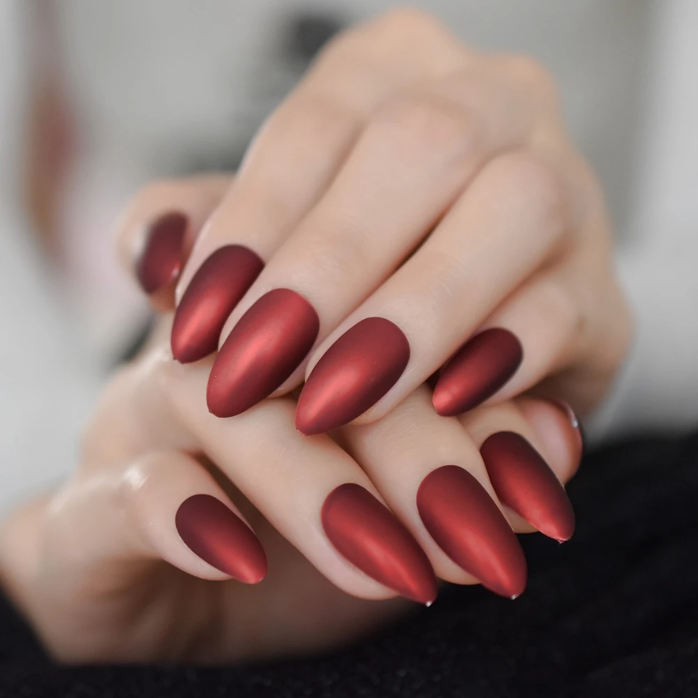 Stiletto Full Cover Pure Color Nails Metallic Matte Salon Wine Red Fake Nail Medium Artificial Fingernails Nail Tips
Stiletto Full Cover Pure Color Nails Metallic Matte Salon Wine Red Fake Nail Medium Artificial Fingernails Nail Tips