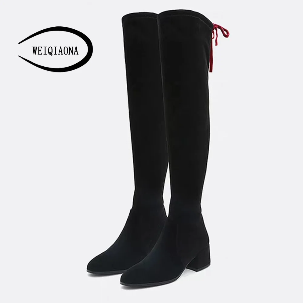 WEIQIAONA 2019 Winter Women Shoes Round Toe Long Boots Mid Heels Sexy Ladies Shoes Dress Shoes Stars Model Over-the-Knee Flock
WEIQIAONA 2019 Winter Women Shoes Round Toe Long Boots Mid Heels Sexy Ladies Shoes Dress Shoes Stars Model Over-the-Knee Flock