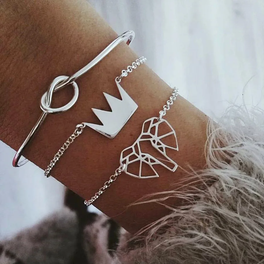 Bohemian Silver Simple Bracelets & Bangles For Women Fashion Charm Crown Elephant Opening Cuff Bracelet Set Party Jewelry
Bohemian Silver Simple Bracelets & Bangles For Women Fashion Charm Crown Elephant Opening Cuff Bracelet Set Party Jewelry