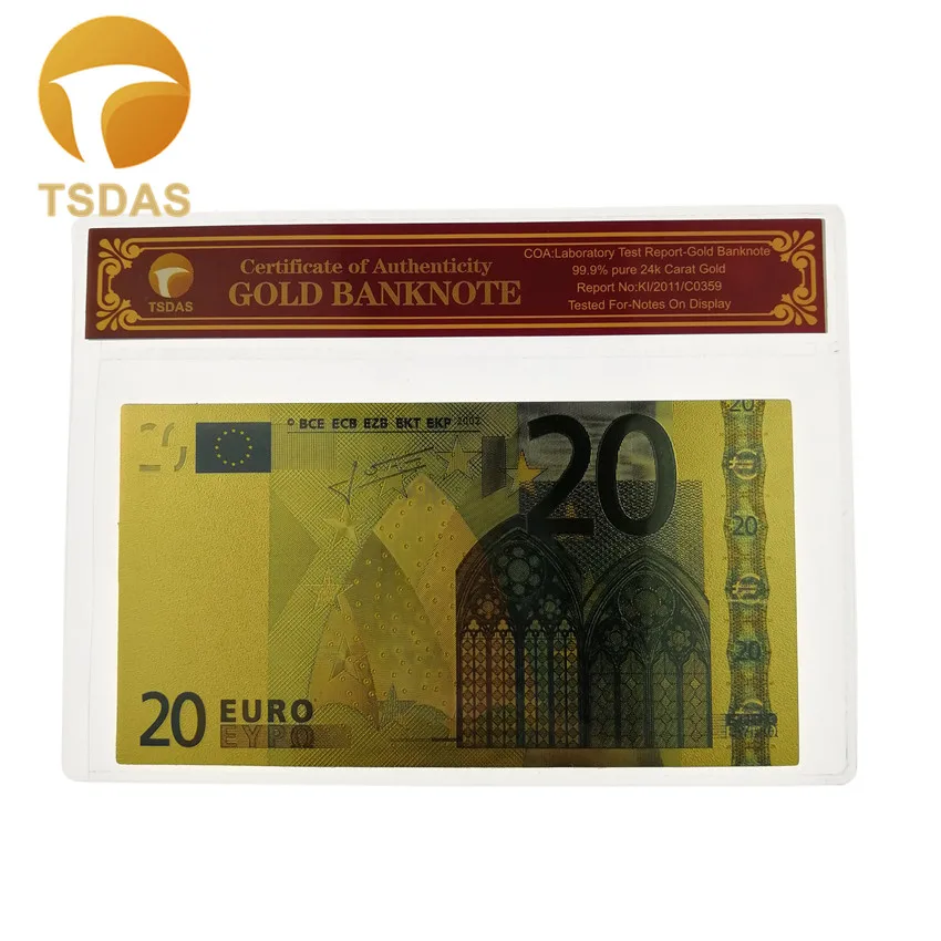 Colored Euro Gold Banknote in 24K 99.9% Gold Plated Replica Fake Bills With Plastic Frame for Gift
Colored Euro Gold Banknote in 24K 99.9% Gold Plated Replica Fake Bills With Plastic Frame for Gift