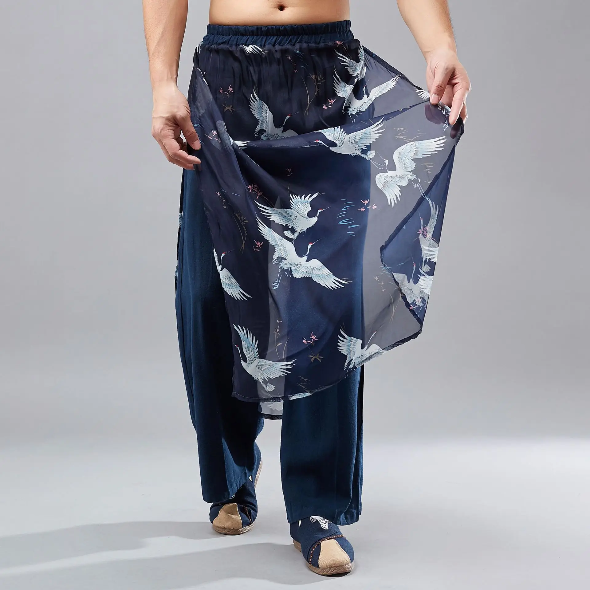 Men Women Chinese Style Casual Skirt Pant Male Chiffon Linen Splice Trousers Wide Leg Pant
Men Women Chinese Style Casual Skirt Pant Male Chiffon Linen Splice Trousers Wide Leg Pant