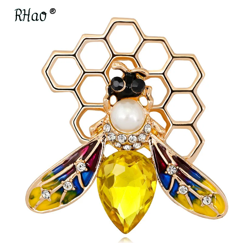 RHao Flying Insect honeyBee Brooches Multi color Enamel pins Yellow Bee with honeycomb animal brooches for Women Clothes Corsage
RHao Flying Insect honeyBee Brooches Multi color Enamel pins Yellow Bee with honeycomb animal brooches for Women Clothes Corsage