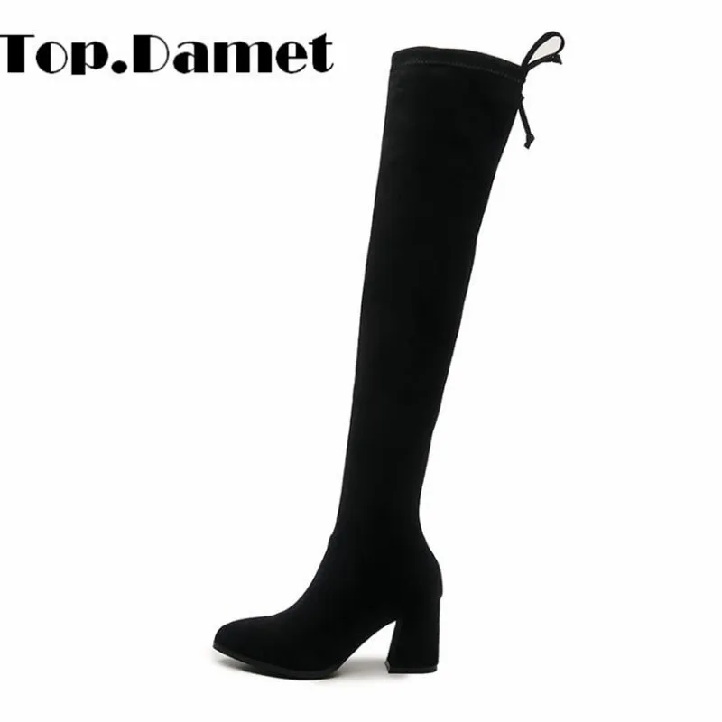 Top.Damet Thigh High Boots Women Stretch Fabric Slip On Pointed Toe Boots Spring Autumn High Heel Platform Over the Knee Boots
Top.Damet Thigh High Boots Women Stretch Fabric Slip On Pointed Toe Boots Spring Autumn High Heel Platform Over the Knee Boots