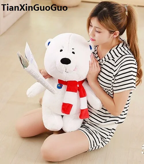 Мягкая игрушка милый шарф белый медведь большой 60 см плюшевая мягкая кукла