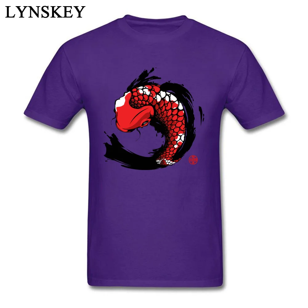 T Shirts Short Sleeve Casual Wholesale Red Koi Round Collar Cotton Men Summer Fall Tops Shirts Casual Clothing Shirt Red Koi purple