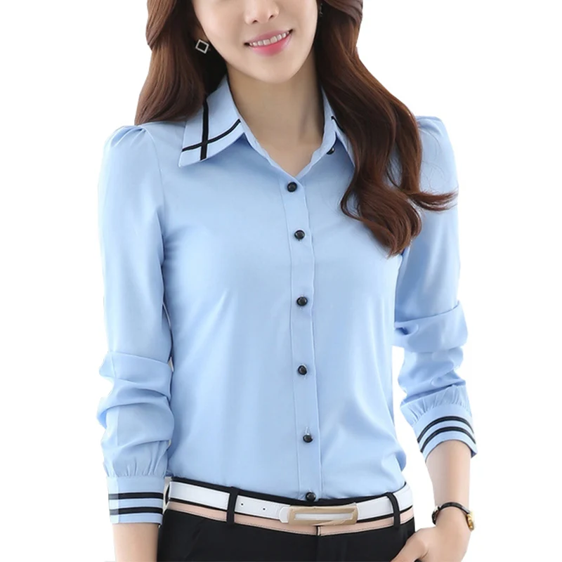 Solid Hot Fashion Blue Plus Size Long Sleeve Turn-down Collar Formal Elegant Ladies Female Shirt Ladies Tops School Blouse -N
Solid Hot Fashion Blue Plus Size Long Sleeve Turn-down Collar Formal Elegant Ladies Female Shirt Ladies Tops School Blouse -N