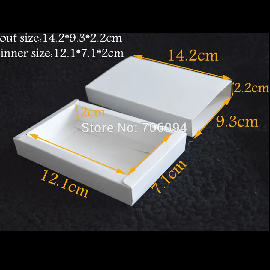 Image 14.2*9.3*2.2CM,60pcs lot,Cosmetic white paper card drawer box Blank white handmade gift boxes,Essential oil box,custom box logo